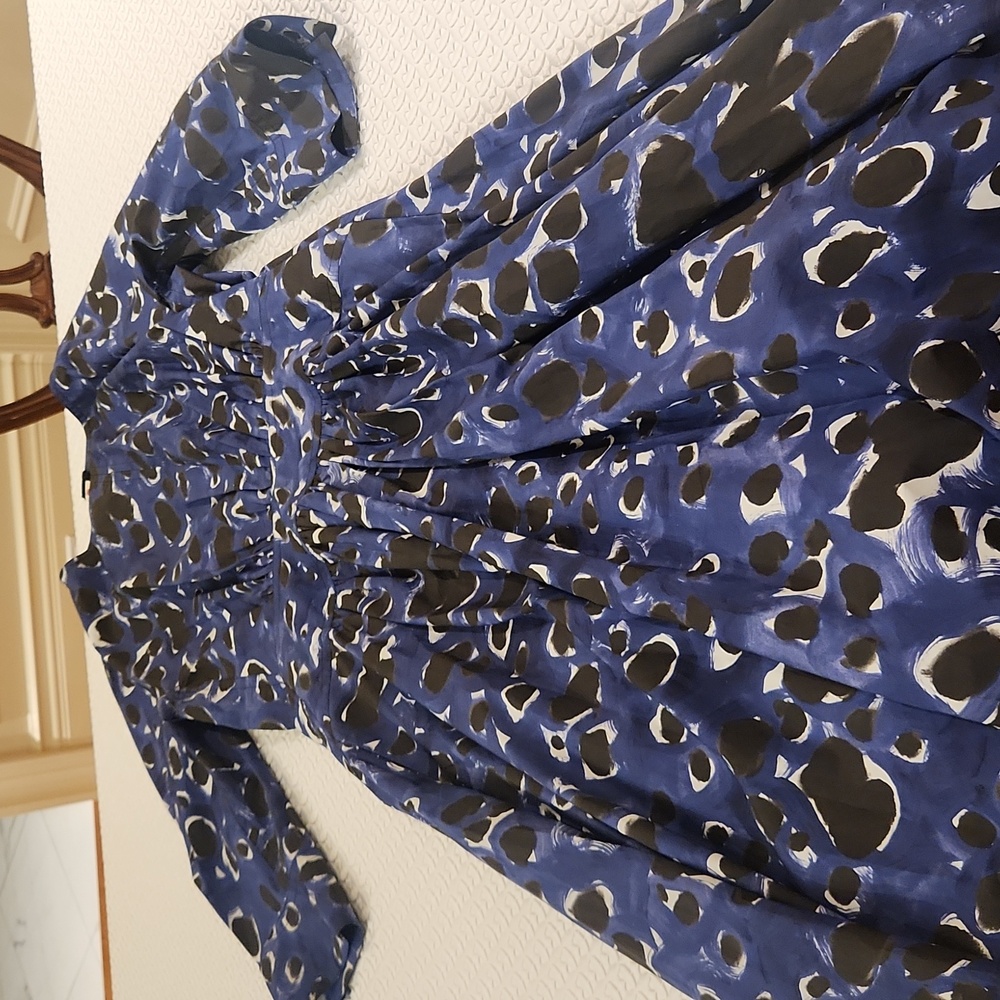 Marni Blue Black and White Abstract Print Dress